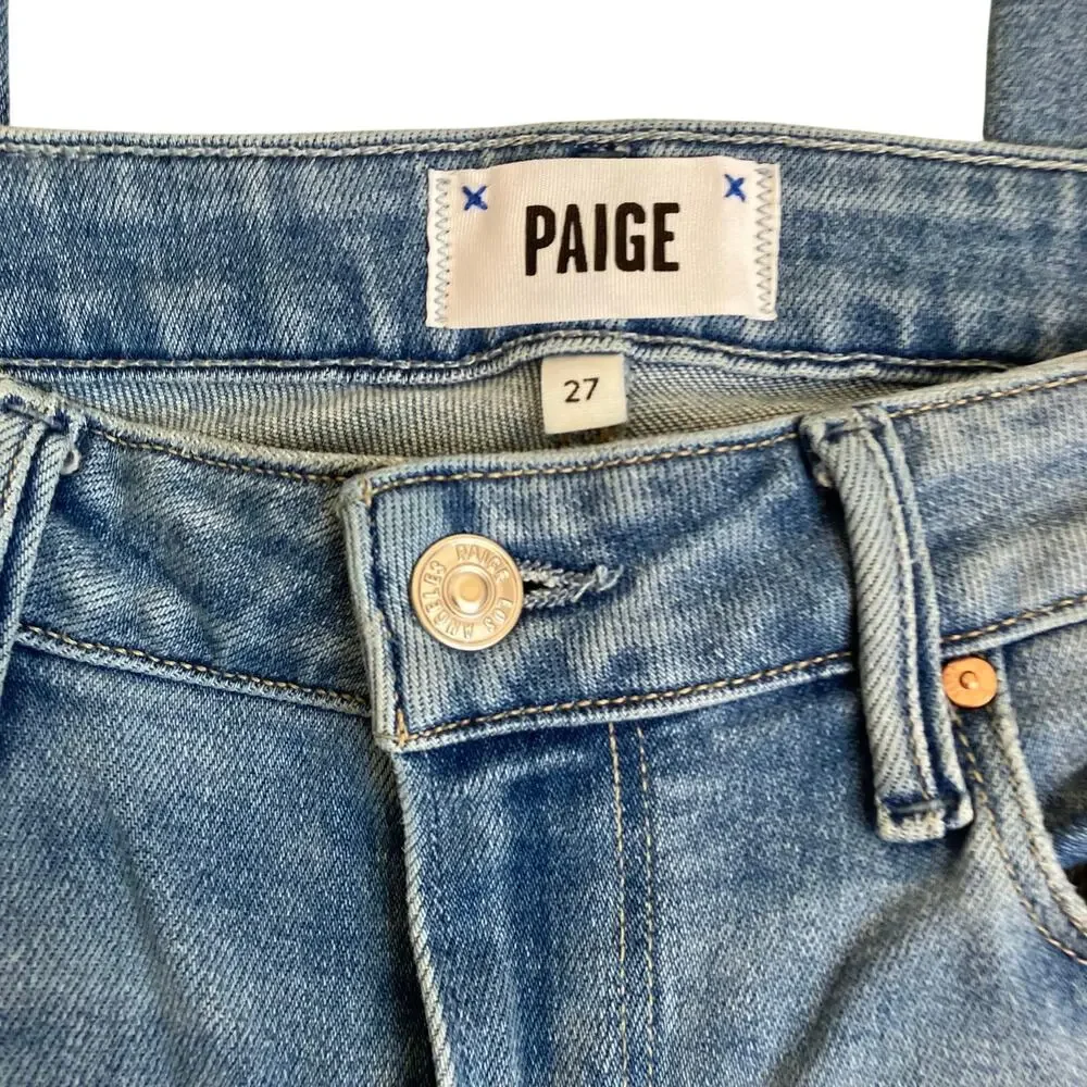 Paige Sz 27 Laurel Canyon Jeans in Nostalgia Wash Bootcut Distressed Light Wash